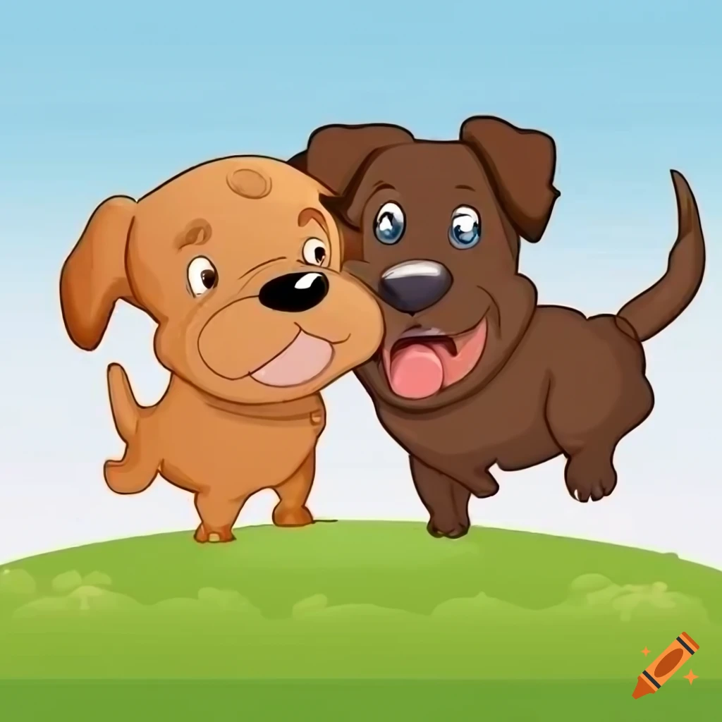 Cartoon puppies playing in the park on Craiyon