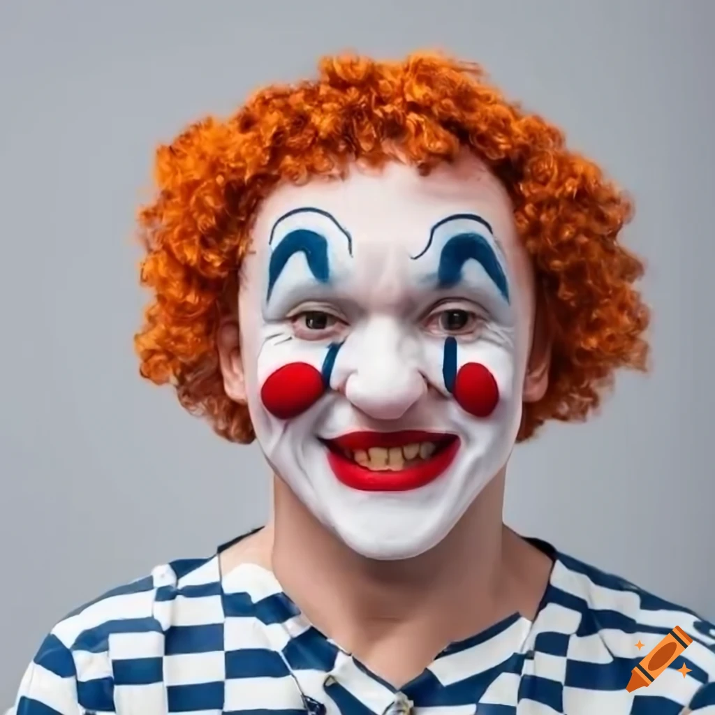 Smiling clown face on a light gray background
