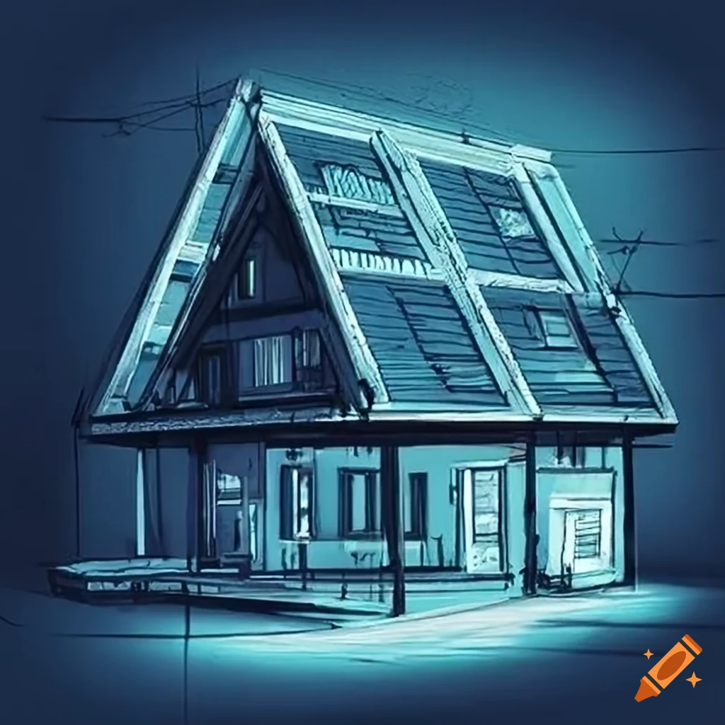 Blueprint of a cabin architecture