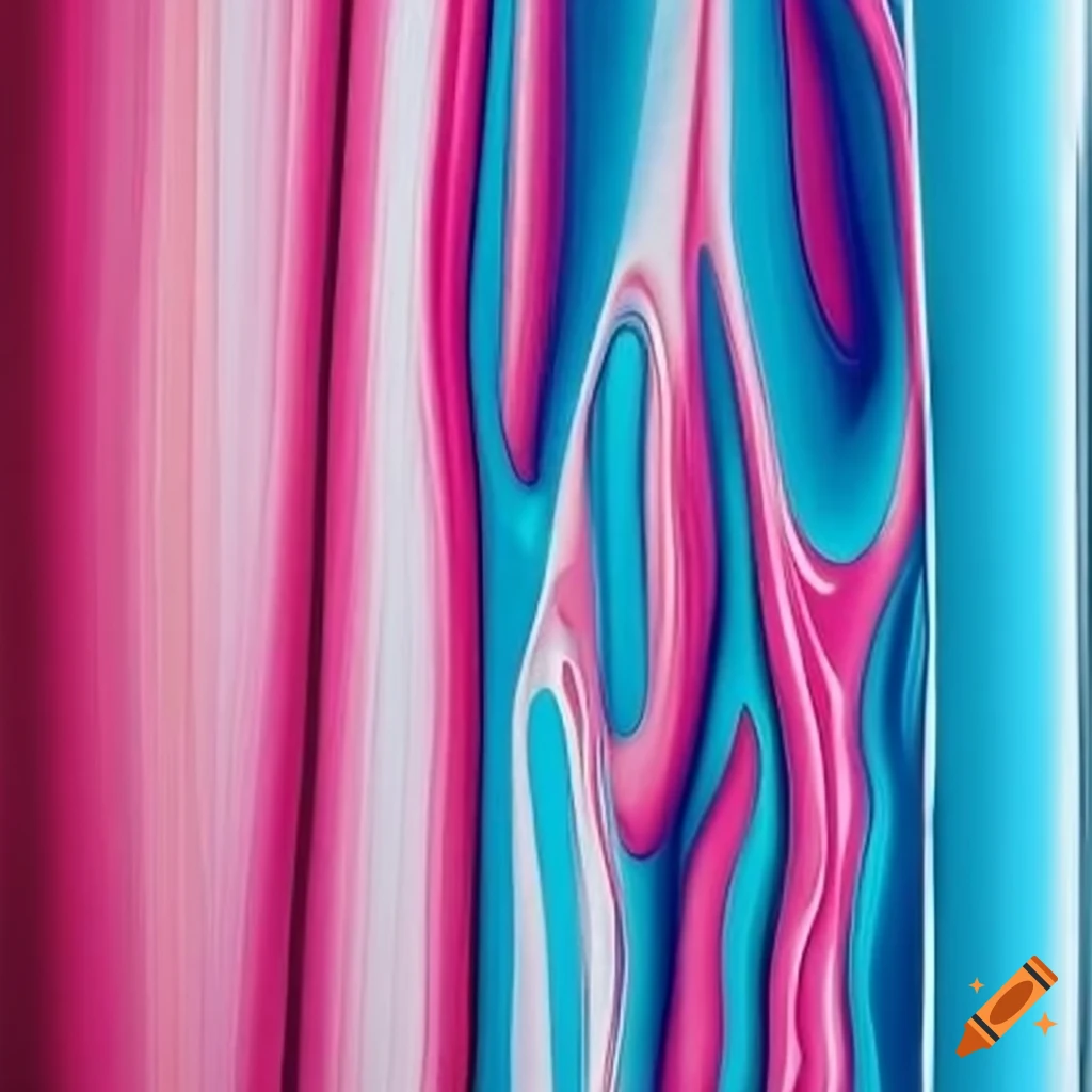 Vibrant abstract canvas with blue and pink stripes