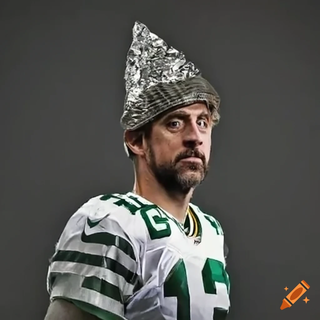 Aaron Rodgers Wearing A Tin Foil Hat On Craiyon