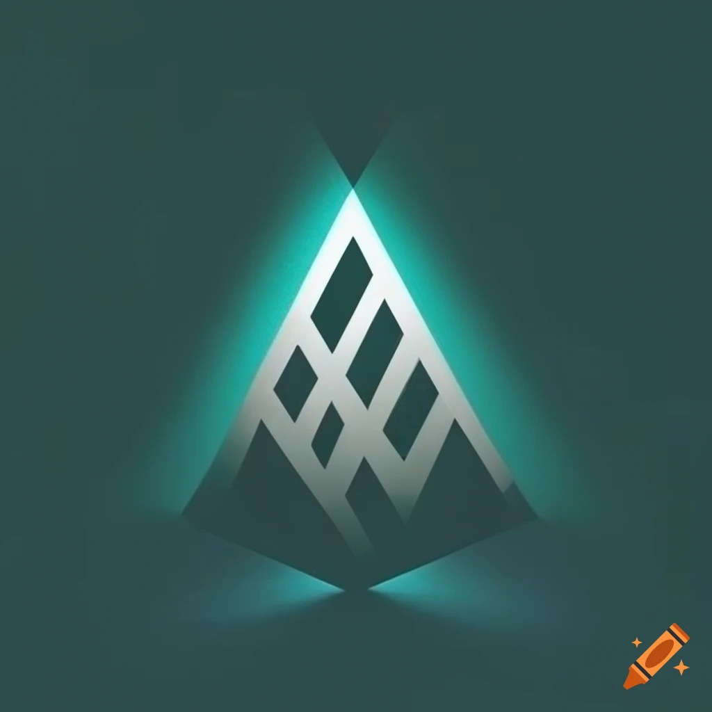 Minimalist logo design of a leaf in a triangle