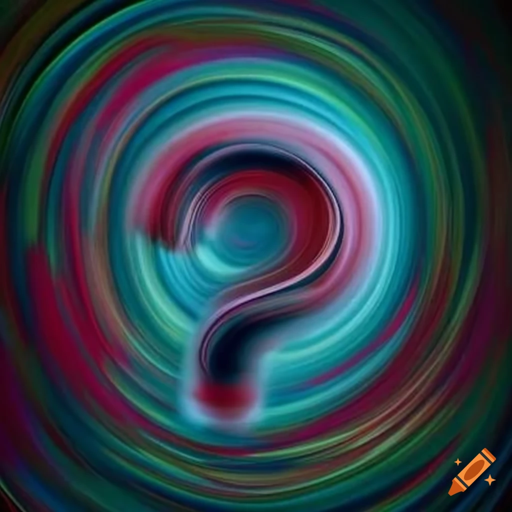 Abstract interrogation mark with 'JJG' surrounded by swirling blur effect