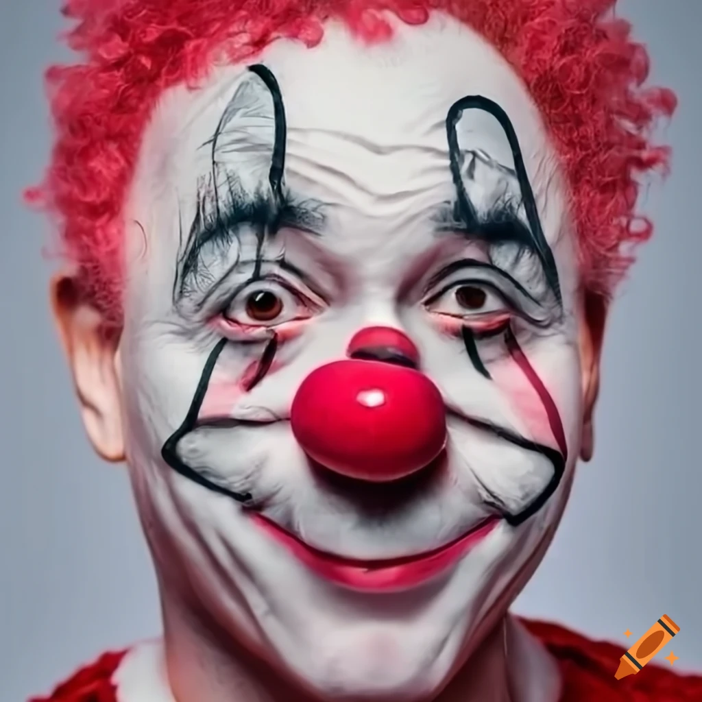 Smiling clown face on a light gray background
