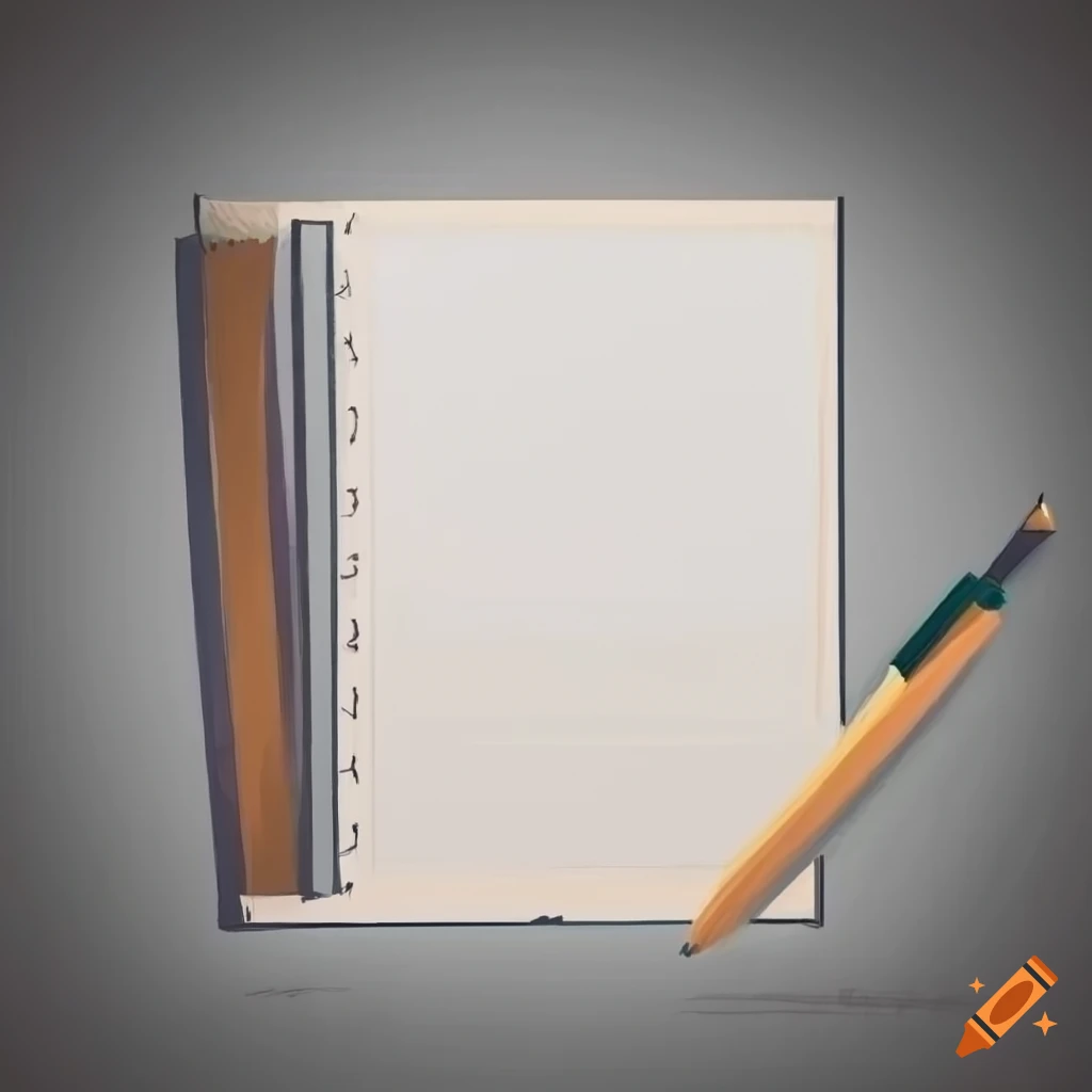 Book and pencil drawing in a sketch style