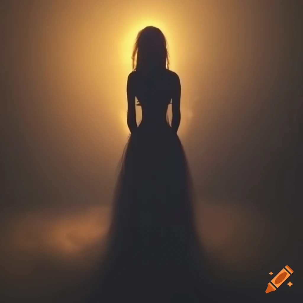Silhouette of a woman in ethereal open space with warm fuzzy tones