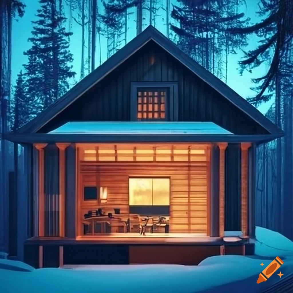 Blueprint of cabin architecture