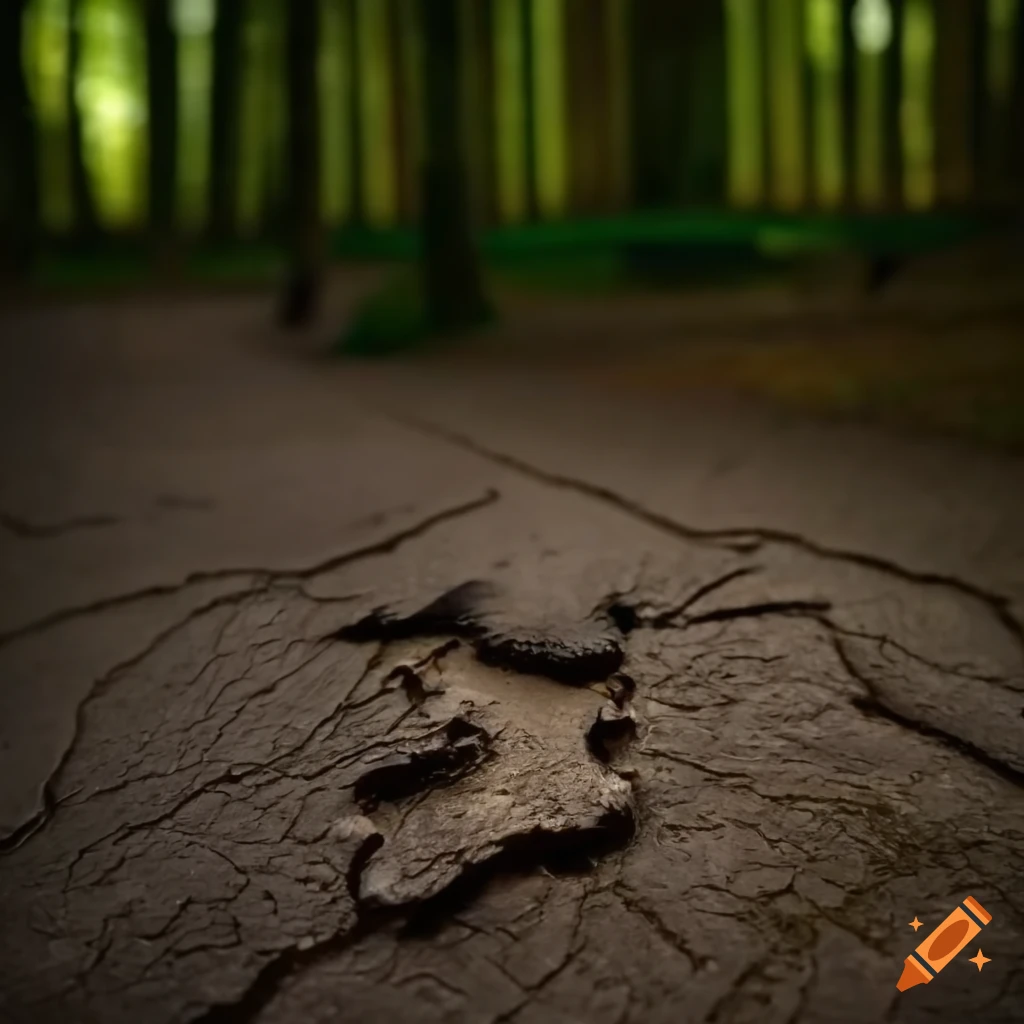 Empreintes of sabots in a forest ground with glitter