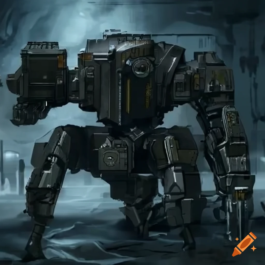 Engineering diagram for sophisticated mech on Craiyon