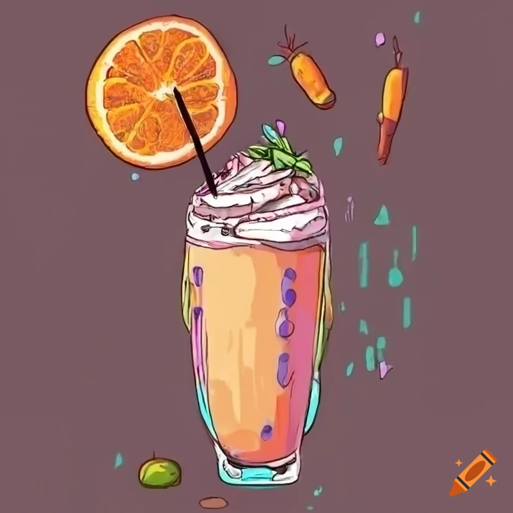 Carrot-orange milkshake next to a carrot with blooming orange tree in ...