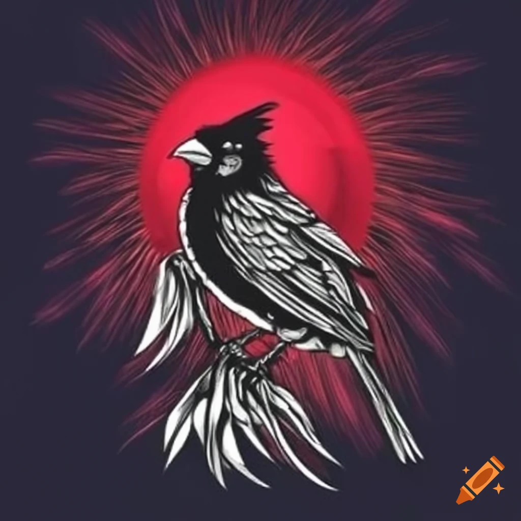 Red cardinal against vibrant northern lights in striking comic art