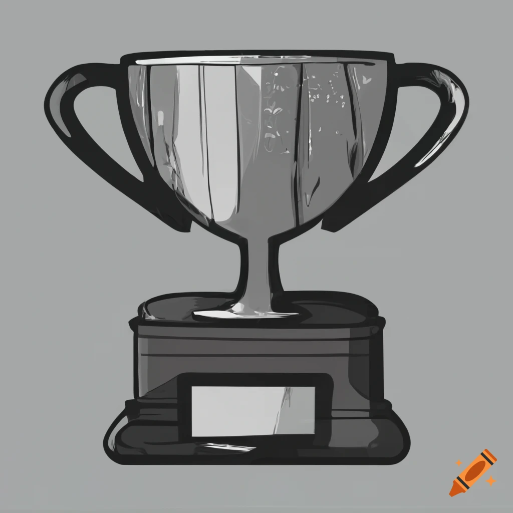 Silver trophy in cartoon style on white background