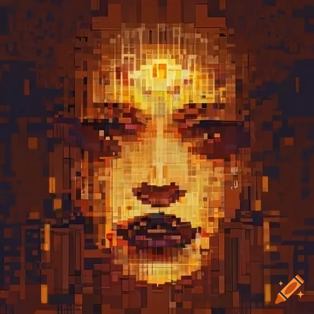 Ascii art showcasing a masterpiece with godray effect during golden ...