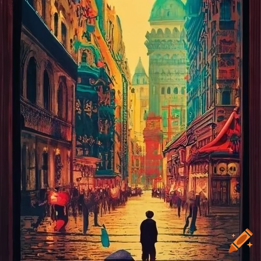 Vintage poster with detailed masterpiece design in graphic novel style
