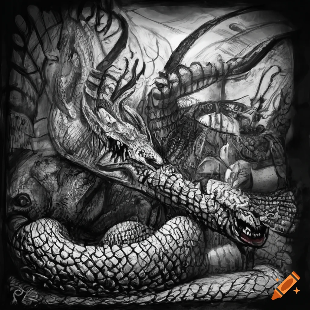 Army of armored mice battling a monstrous serpent in a fantasy scene