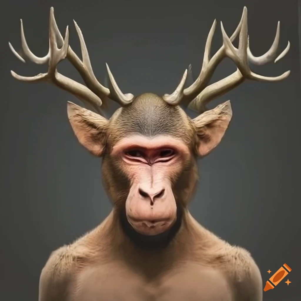 Monkey with elk head