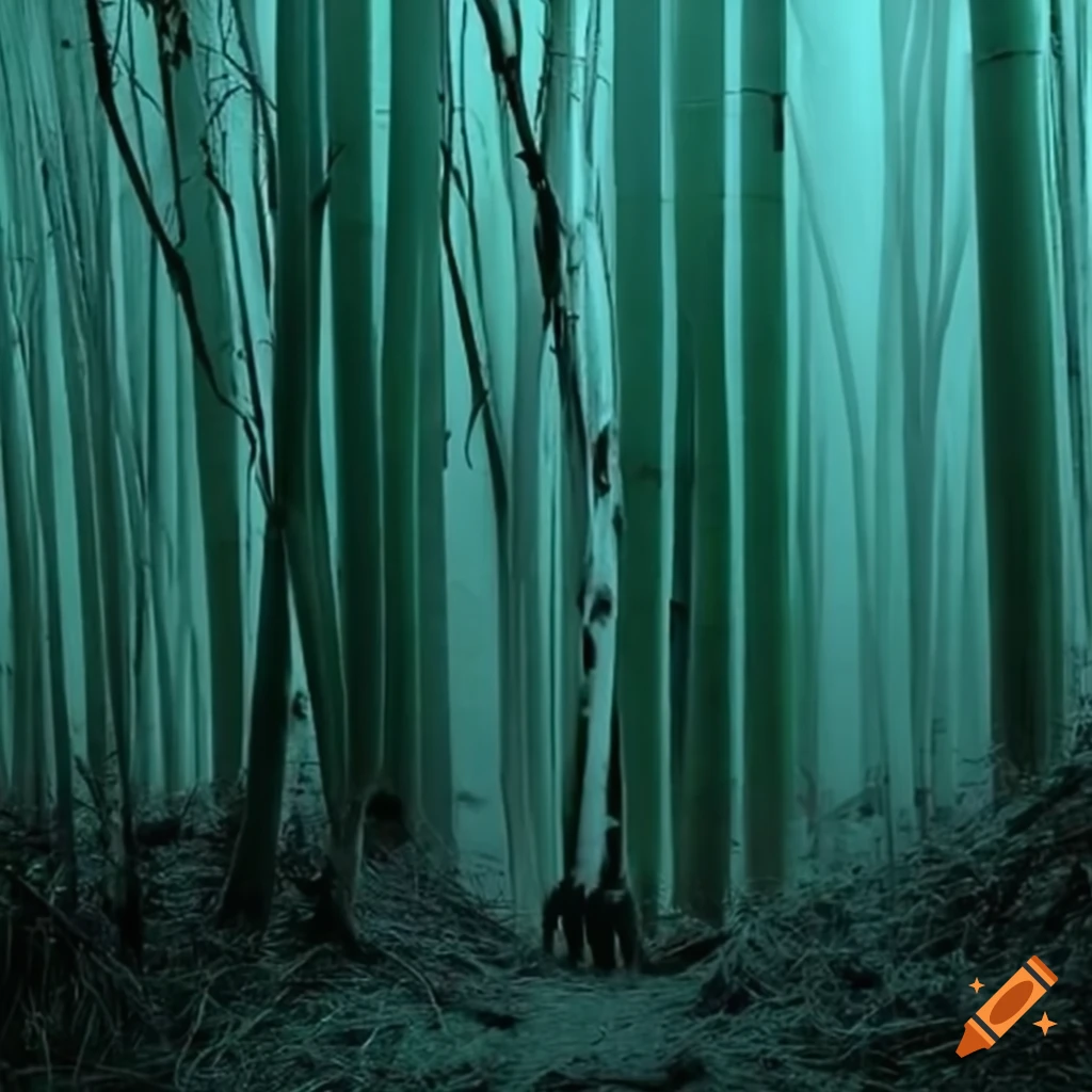 Eerie haunted bamboo forest