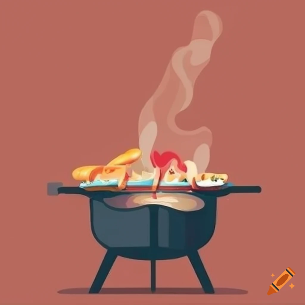Barbecue in flat style