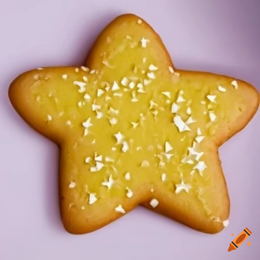Star-shaped yellow cookie with sparkles