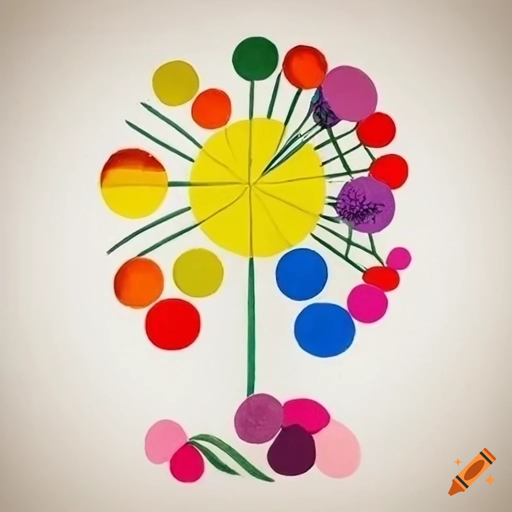 Floral artwork inspired by Bauhaus design with intricate detailing