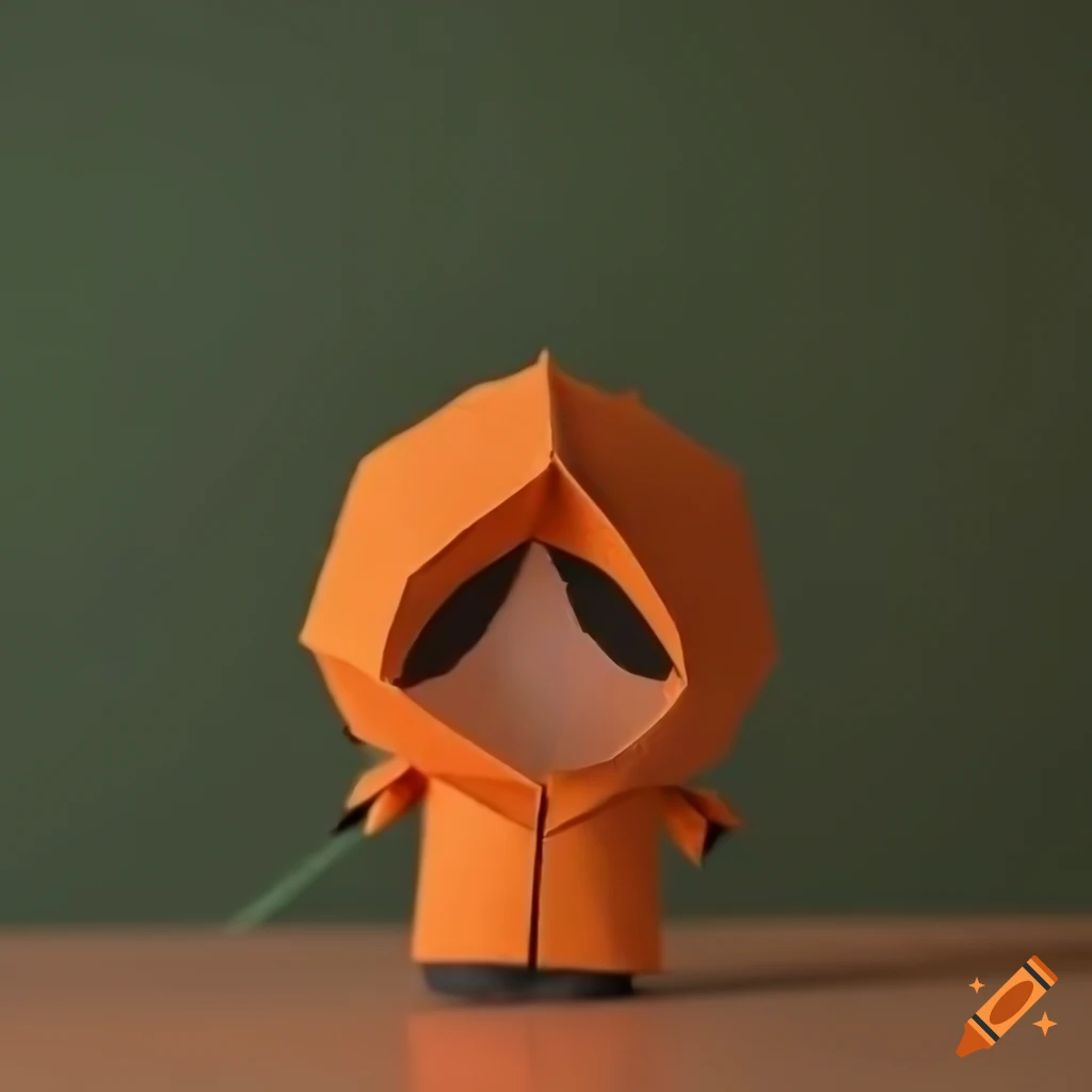 Origami high poly Kenny McCormick South Park character on wood matte background