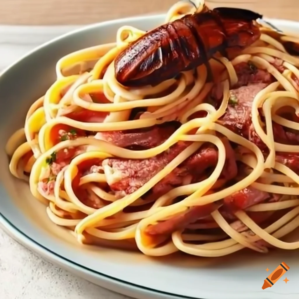 Bolognaise spaghetti with cockroach instead of meat on Craiyon
