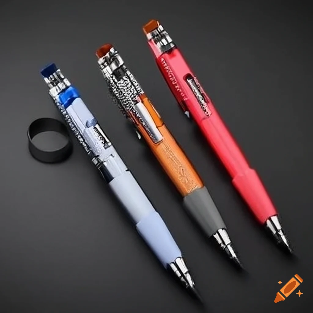 Set of 5 mechanical pencils with adjustable rings for thumb rest