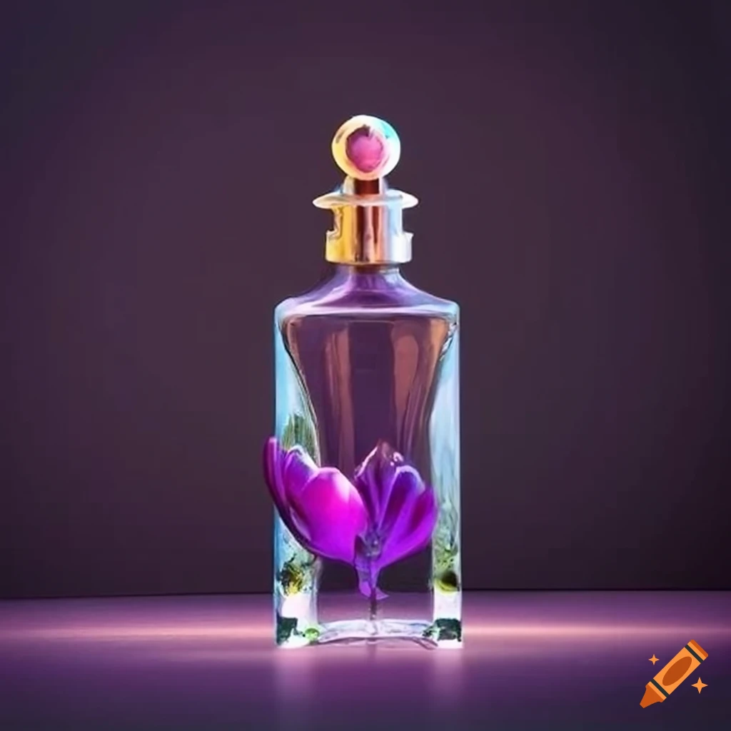 Enchanted garden-shaped perfume bottle with handcrafted flowers inside