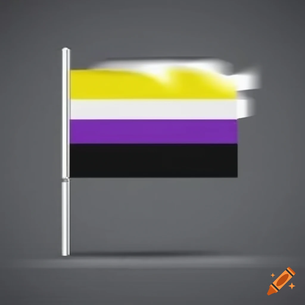 Yellow, white, purple, and black horizontal flag on Craiyon
