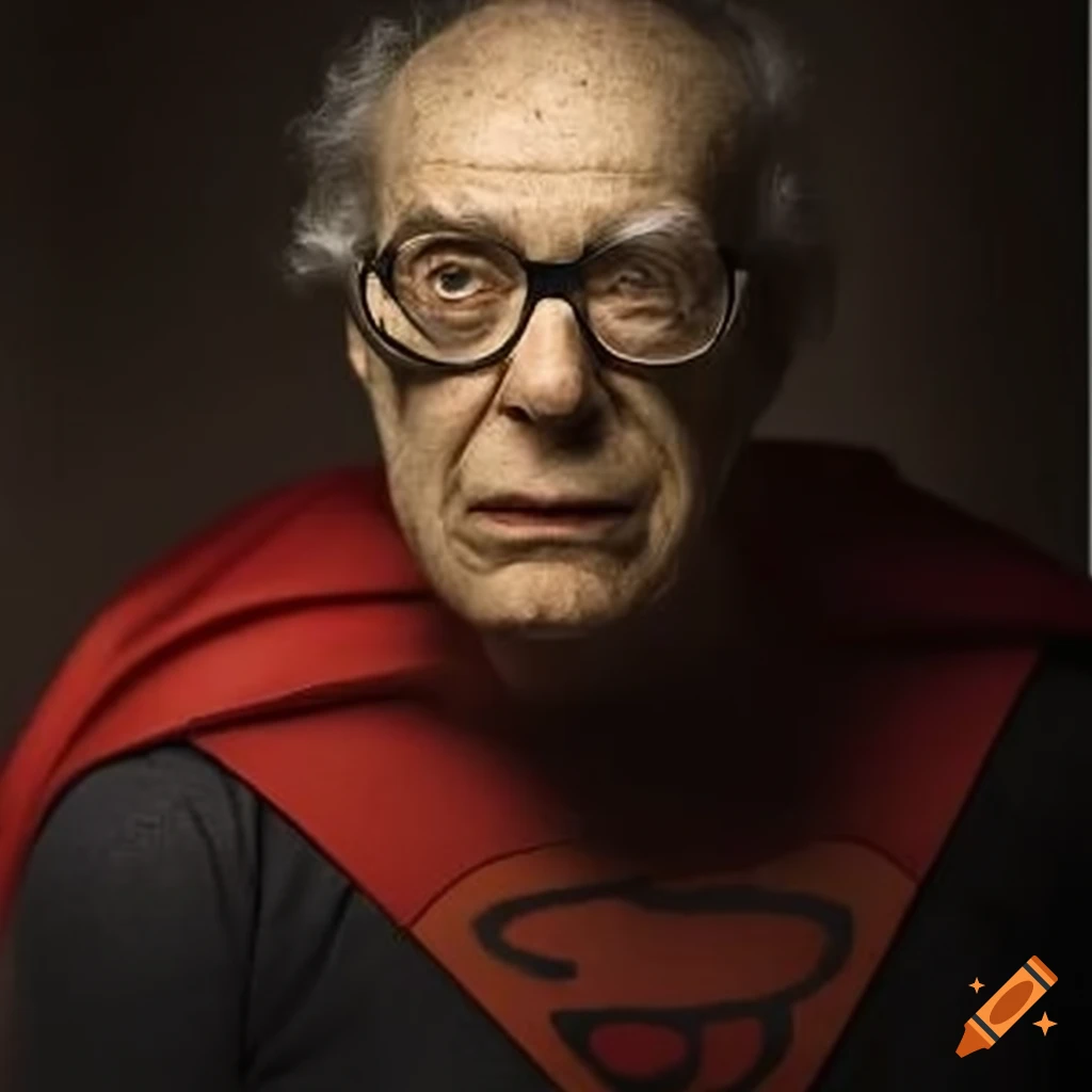 Psychologist solomon asch portrayed as a superhero in graphic novel style on Craiyon