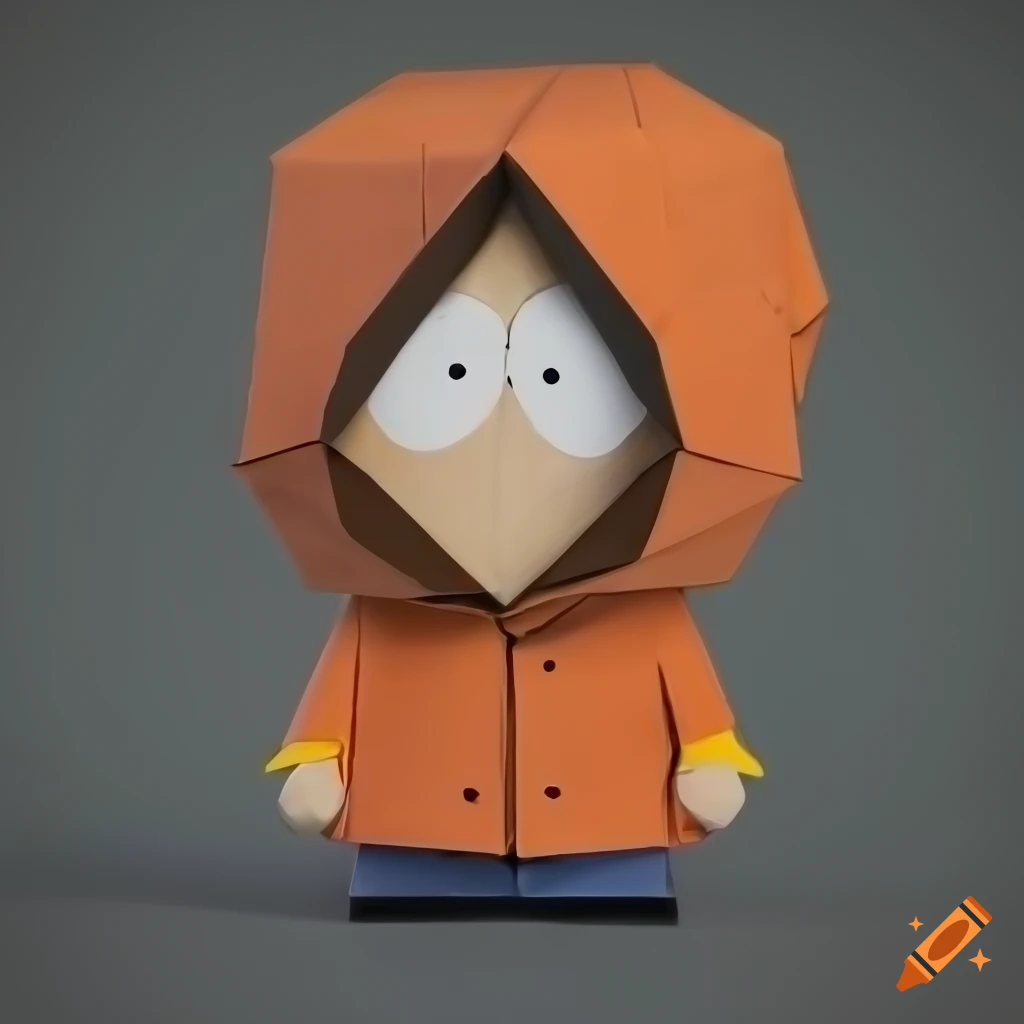 Origami high poly art of Kenny McCormick from South Park on wood matte background