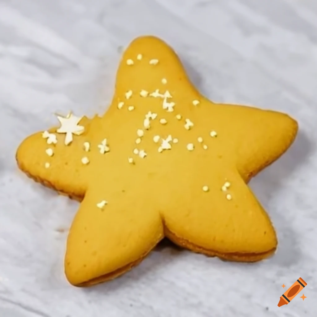 Yellow star cookie with sparkles on Craiyon