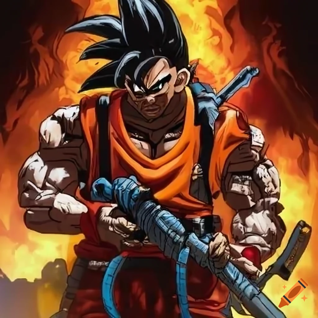 Creative character mashup of GI Joe and Goku