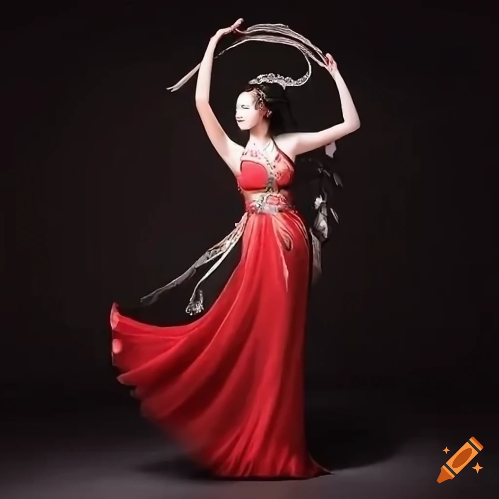 Commander in a resplendent Chinese traditional costume performing an elegant dance