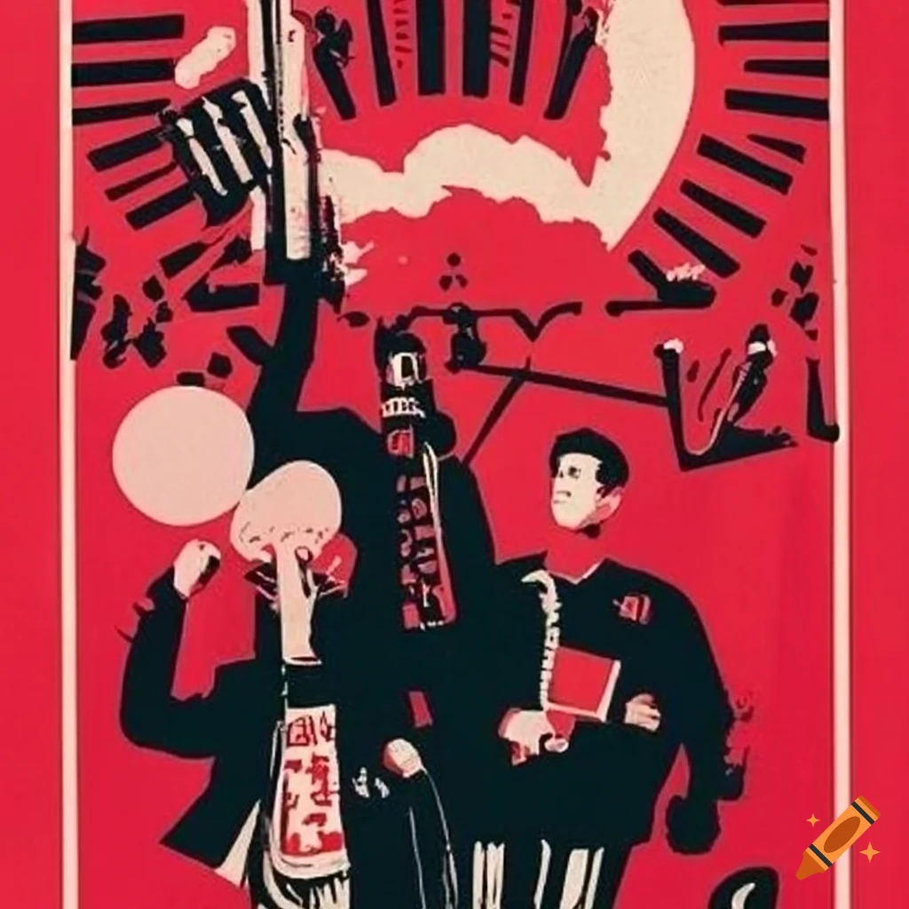 Radical agitprop magazine page with bold text and graphic images
