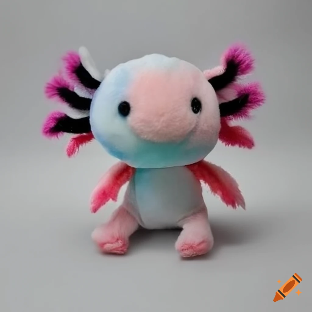 Plush toy axolotl in rainbow colors