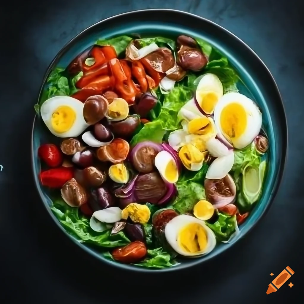 Nicoise salad under natural light in high definition