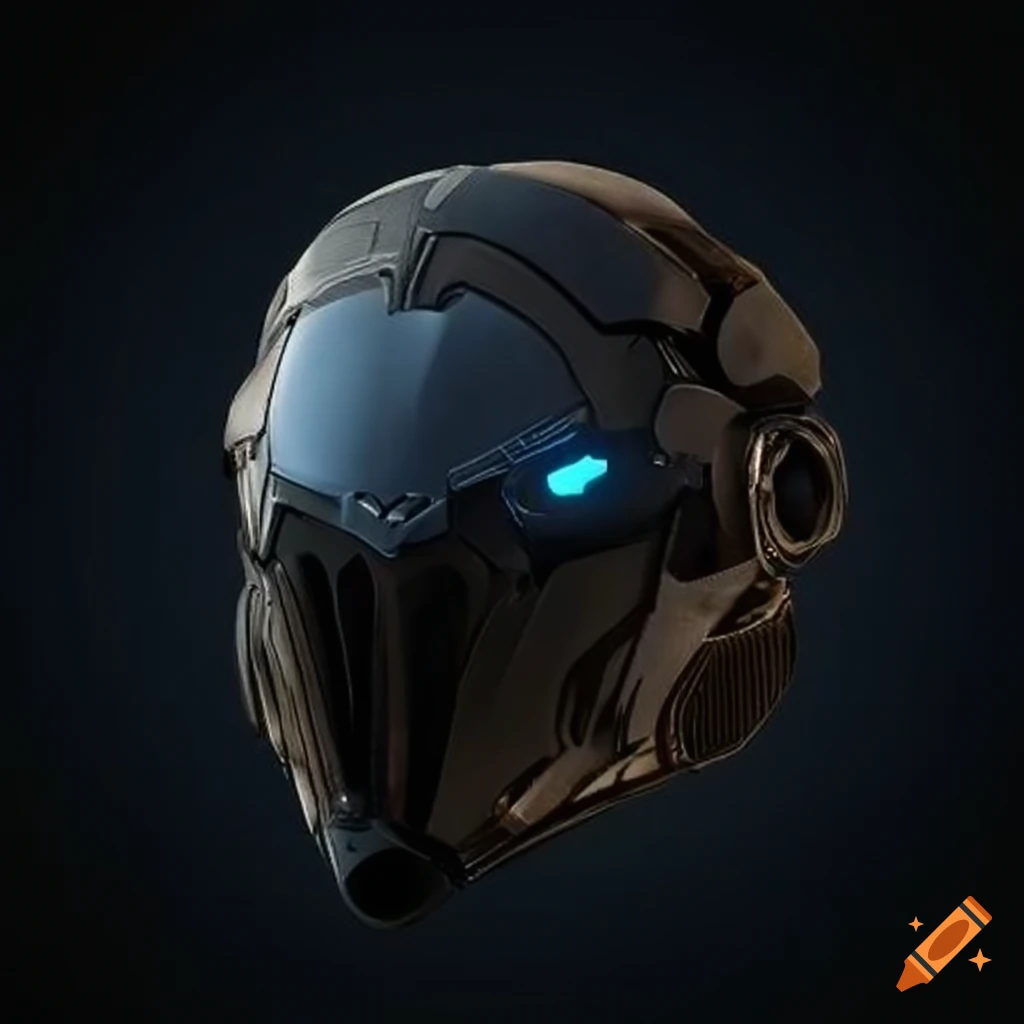 Futuristic sci-fi helmet with black visor