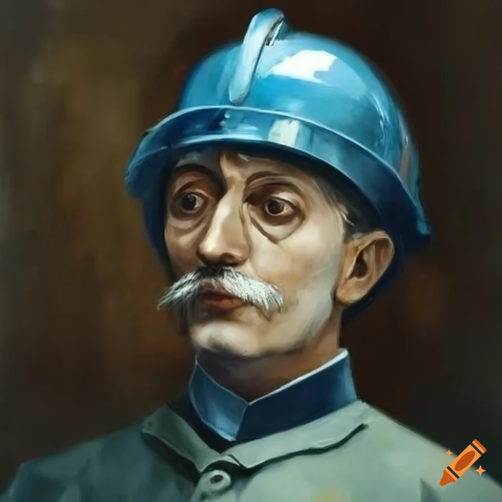 Leon Blum with a blue helmet