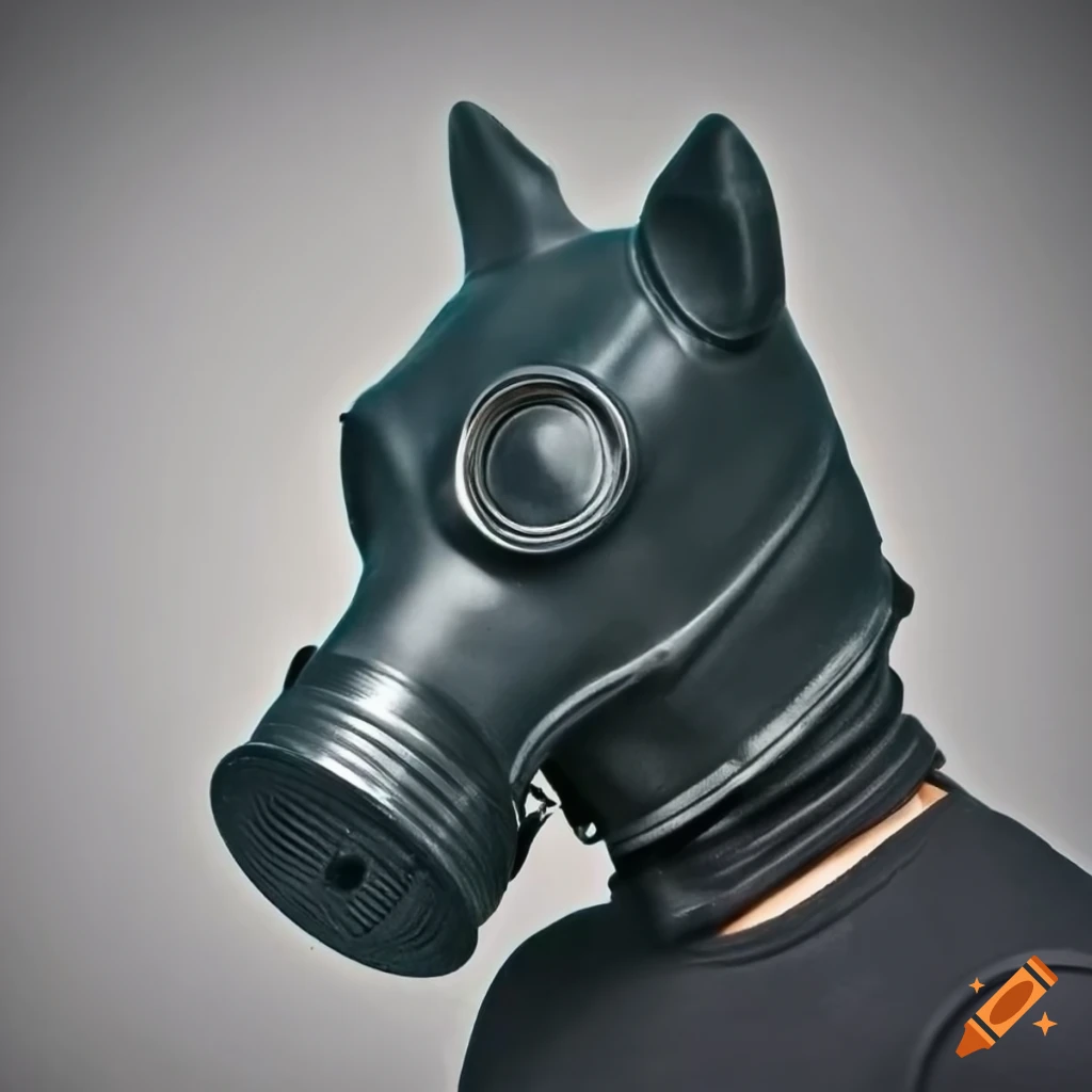 Black horse head with gas mask on Craiyon