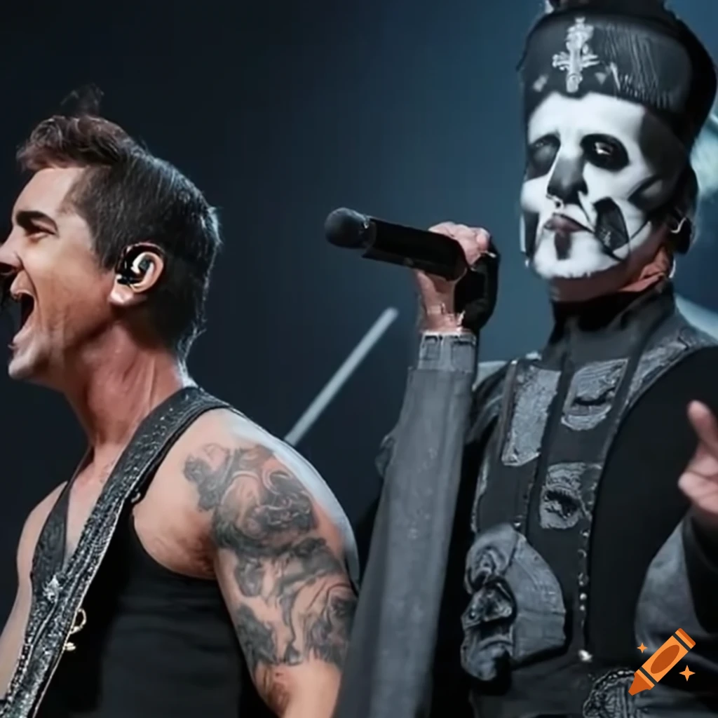 Scott Stapp with Papa Emeritus IV on stage