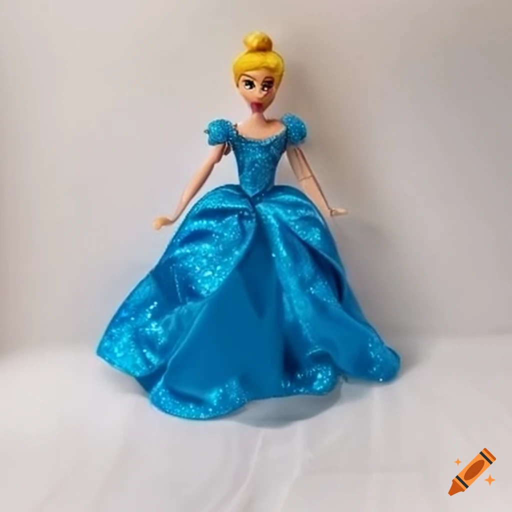 Princess Cinderella doll with blue dress and yellow bun