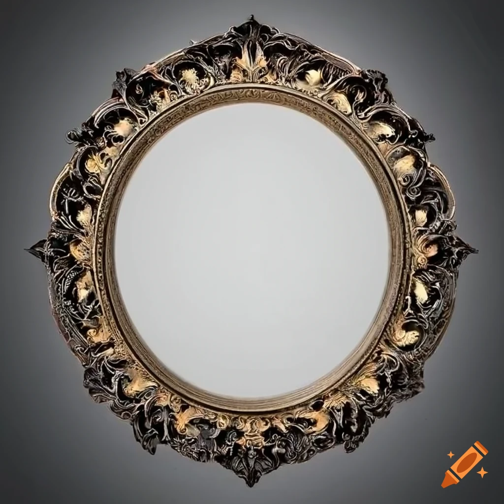 Intricately designed ornate circular thin picture frame