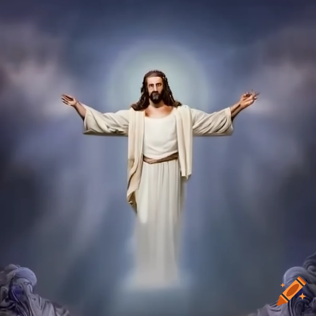Rendition of Jesus Christ as the loving king in heaven