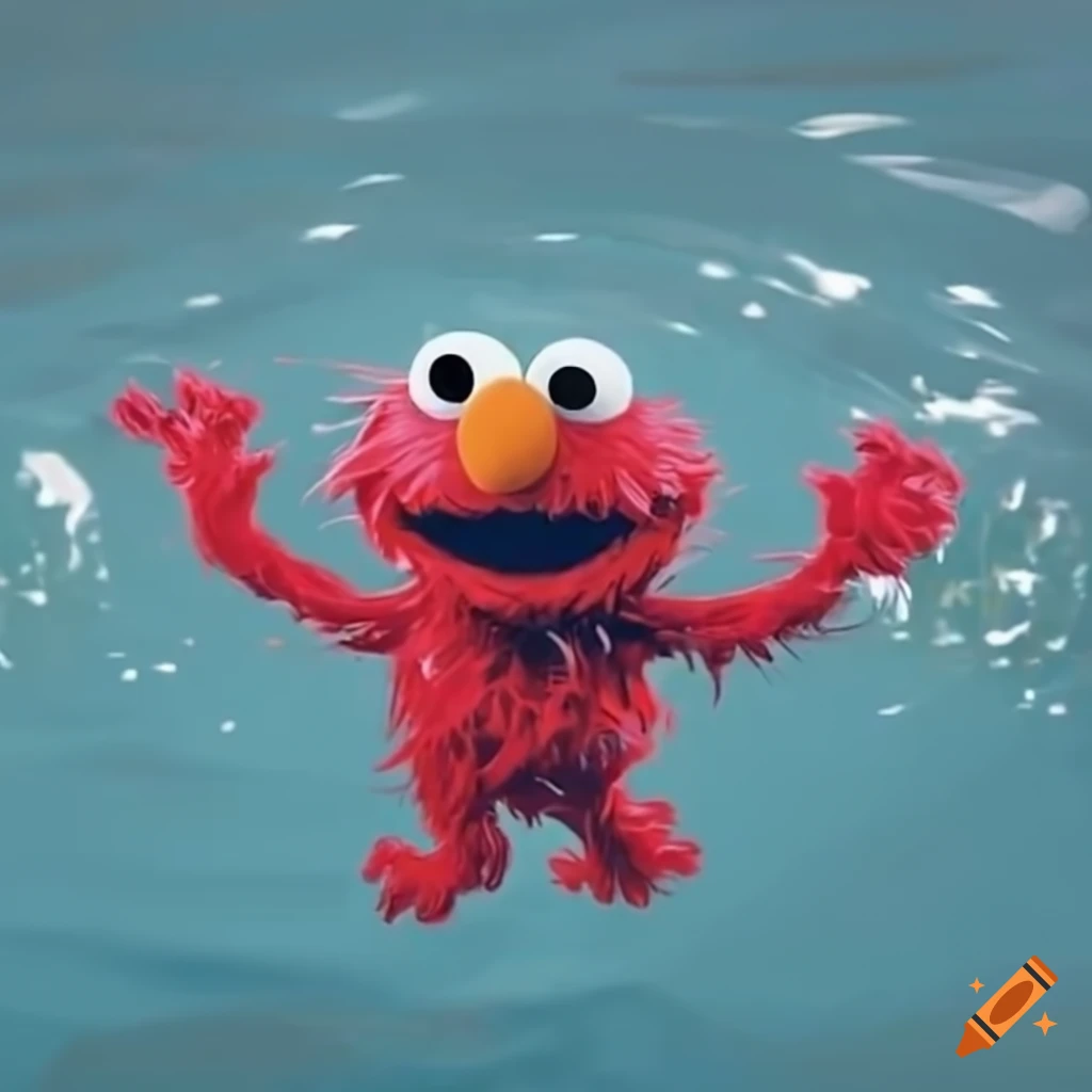 Elmo character in a watercolor scene on Craiyon
