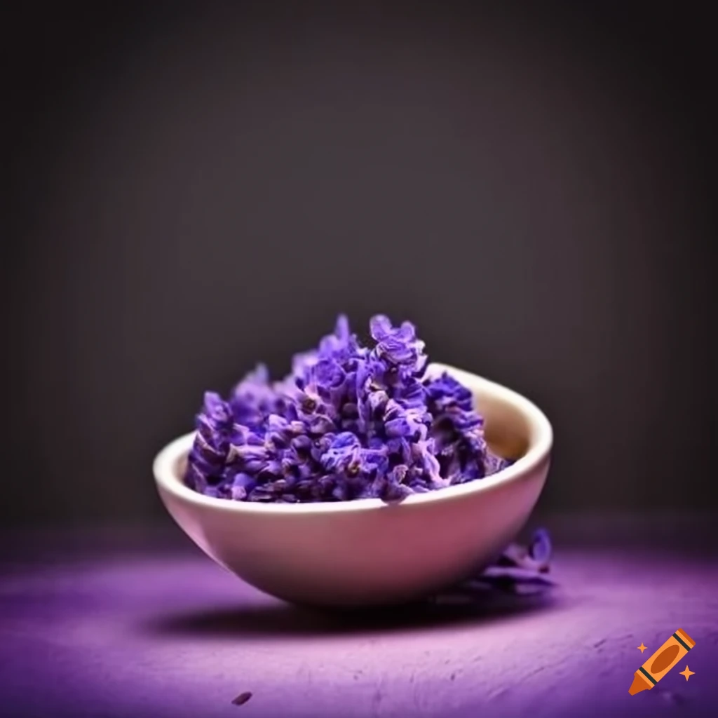 Lavender flowers in a crucible