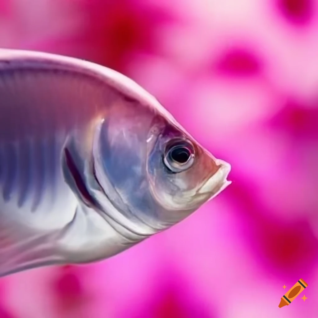 Clear fish with pink flowers