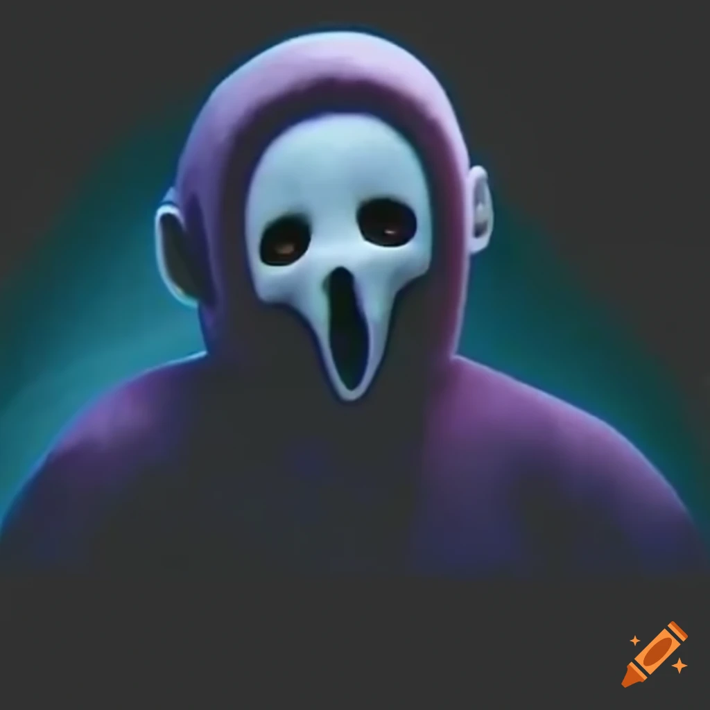 Teletubby dressed as ghostface from scream in a fun twist on Craiyon