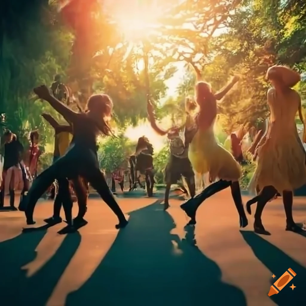 People dancing in front of a zoo