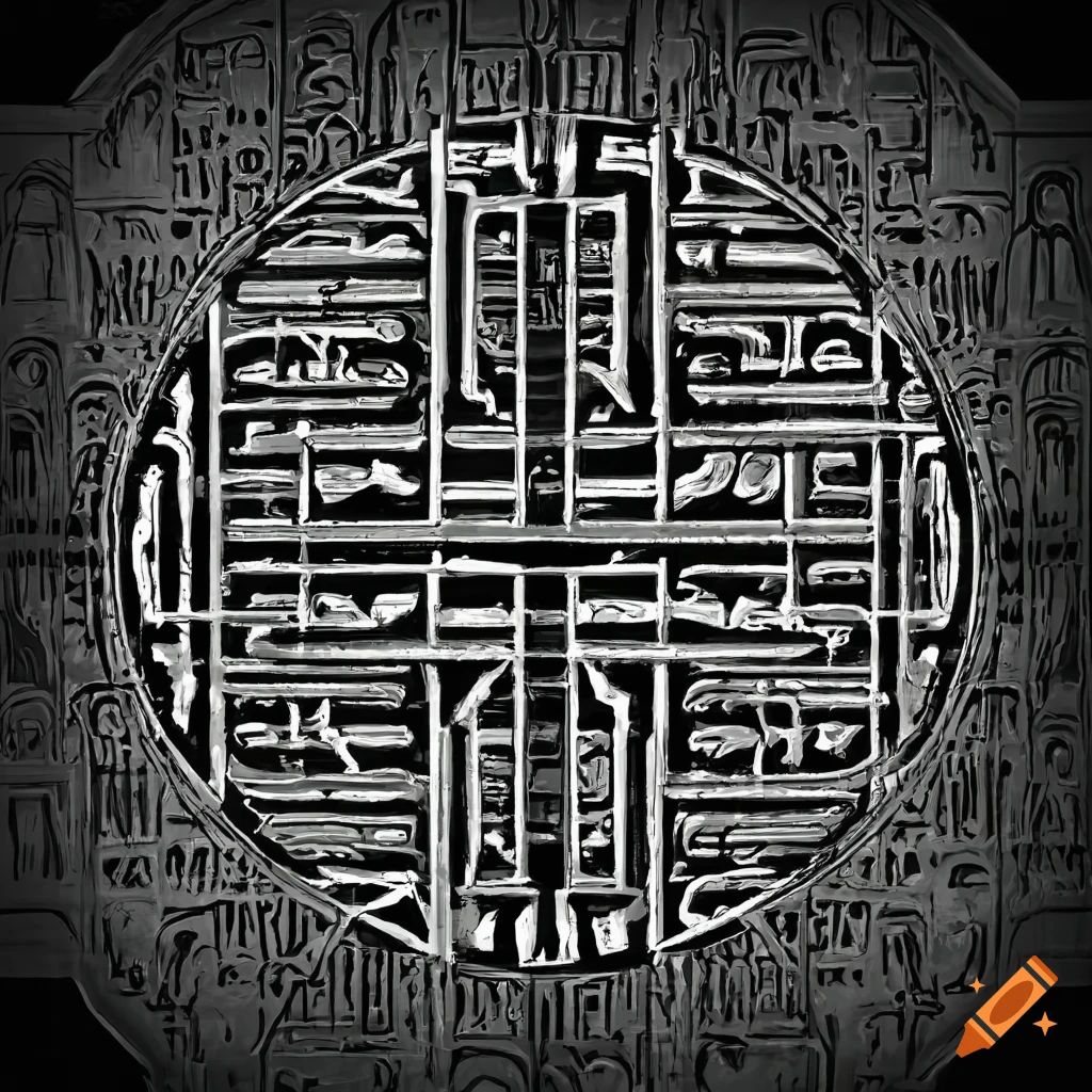 Modern hieroglyphs in grayscale